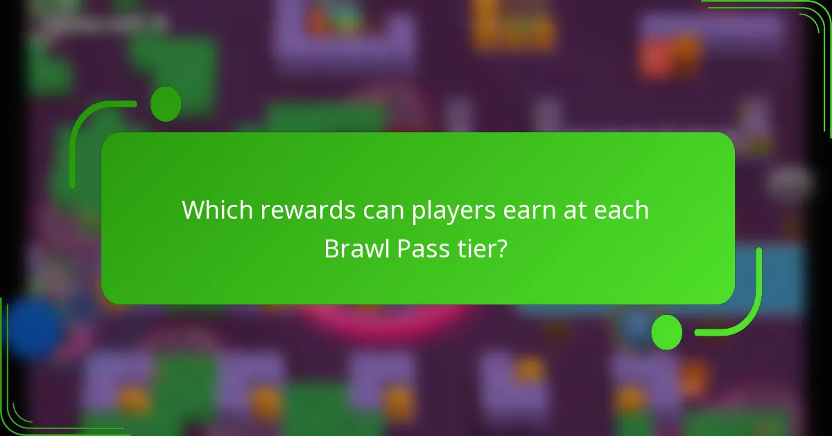 Which rewards can players earn at each Brawl Pass tier?